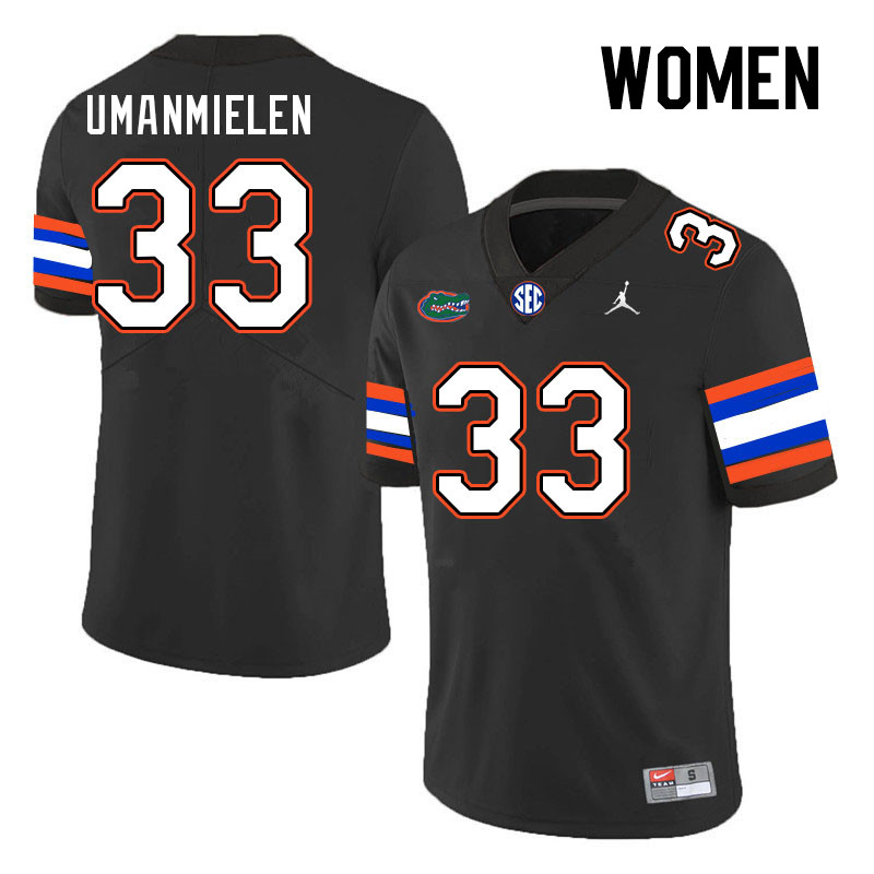 Women #33 Princely Umanmielen Florida Gators College Football Jerseys Stitched-Black - Click Image to Close